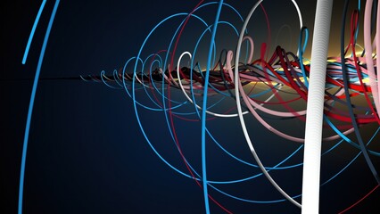 Colorful spiral lines. Computer generated 3d render