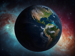 planet earth from space full view whole world globe and distant stars