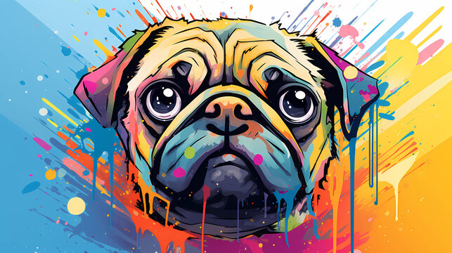 Colorful pug wallpaper