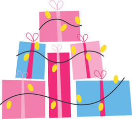 Gift boxes decorated with lights png. Christmas tree. Winter holidays season 