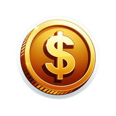 gold-coin-sticker-money-finance-clipart-flat-design on transparent or white background, png