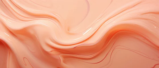 Fotobehang Abstract peach fuzz color liquid waves, peach fuzz  © Dule