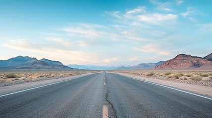 empty asphalt road in desert