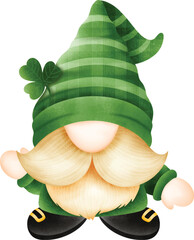 cheerful gnome dressed for St. Patrick's Day, Cute gnome for St Patrick