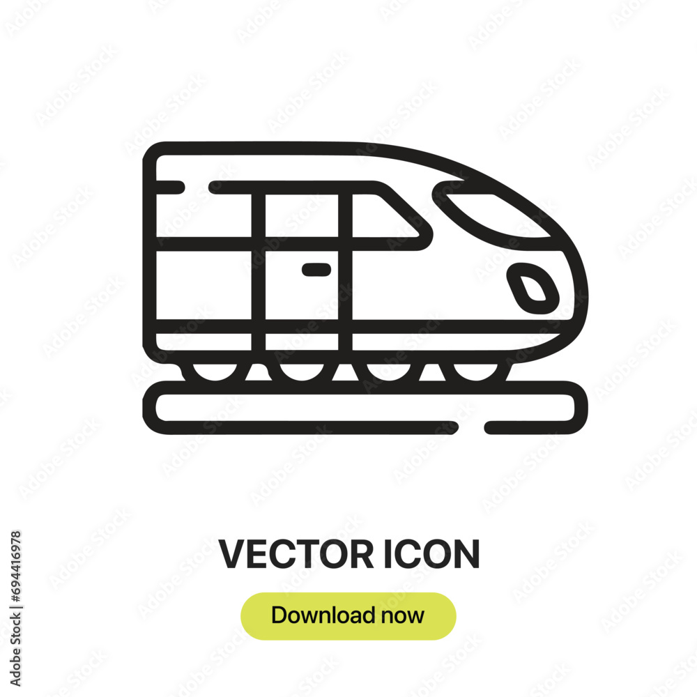 Poster Train icon vector. Linear-style sign for mobile concept and web design. Train symbol illustration. Pixel vector graphics - Vector.	