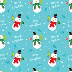 christmas seamless pattern with snowman design