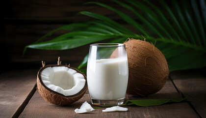 Coconut Beverage - Coconut Milk with Coconut Nut - Generative Ai