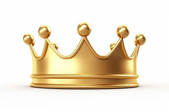 Royal Gold crown isolated on white background. Gold crown 3d icon. 3d rendering, Generative AI