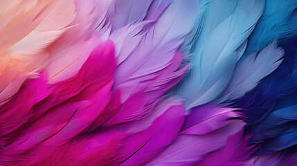 Fototapeta premium Beautiful Colorful color feathers as background, closeup. 