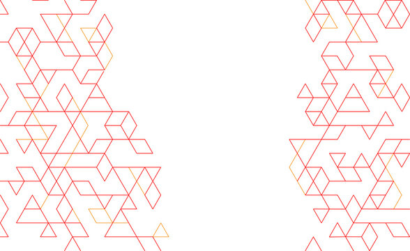 Abstract technological geometry triangle red line on white background pattern..