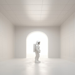 Obraz premium astronaut minimalist female astronaut in white room