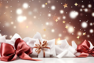 christmas background with gift box and bow