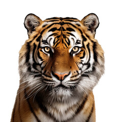 Tiger face shot isolated on transparent background