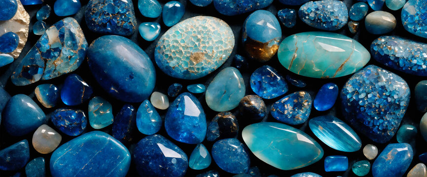 Blue & turquoise gem stones - AI generated