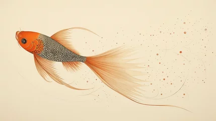 Fotobehang illustration of goldfish in a background © faiz