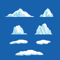 Floating iceberg vector collection - obrazy, fototapety, plakaty