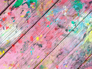 Wooden table colorful