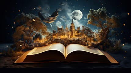 magic book with magic light