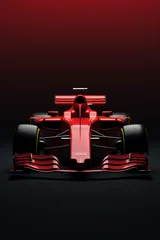 Wall murals F1 a red f1 racing car isolated on a dark red and black background