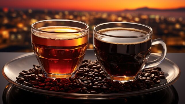 Glass coffee cup with espresso.UHD wallpaper