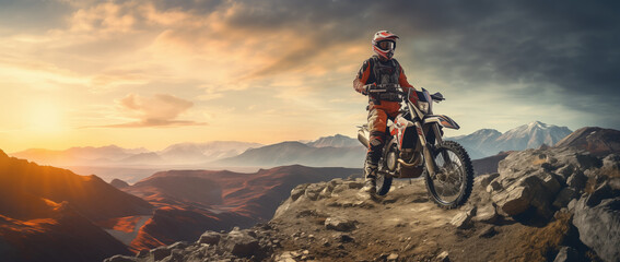 Motorcycle rider jumping on a rock.	
 - Powered by Adobe