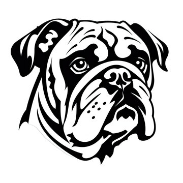 A English Bulldog Dog Minimalistic 2d Silhouette. Isolated on a Transparent Background. Cutout PNG.