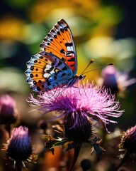 Blue Butterfly in a Dance of Colors.. Generative ia.