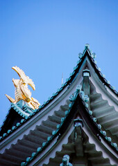 日本の名古屋城の金のしゃちほこ