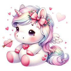 Watercolor Valentines Unicorn Collection Clipart, Unicorn Valentines, Cute Unicorn Clipart, Unicorn PNG, Kawaii Unicorn