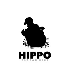 Hippo silhouette logo template 