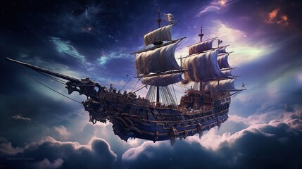Fototapeta premium pirate ship sailing