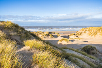 Rolling sand dunes on Formby beach