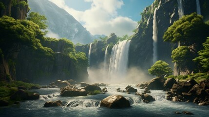 waterfall in the mountains
