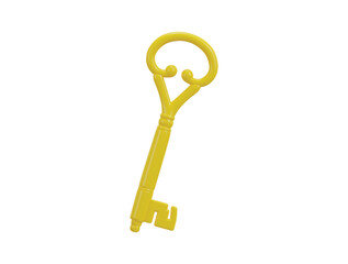 Golden key icon 3d rendering vector illustration