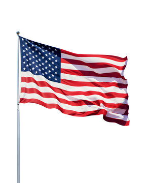 American flag isolated on white with clipping path