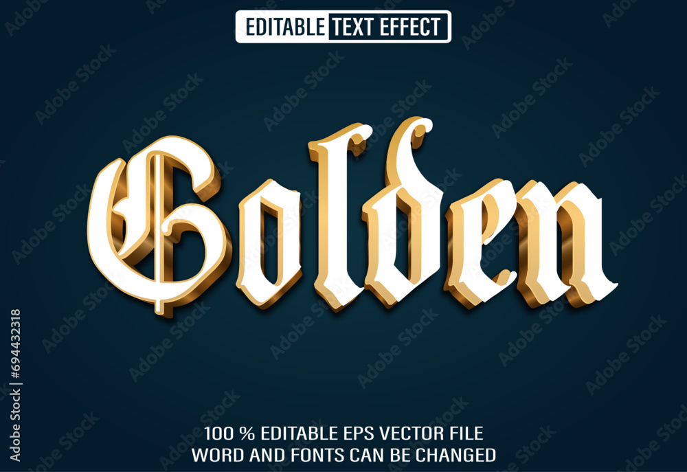 Poster editable 3d text style effect - golden text effect template