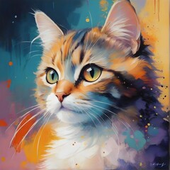 abstract cute cat painting