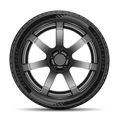 Car tire radial wheel metal alloy on isolated background vector