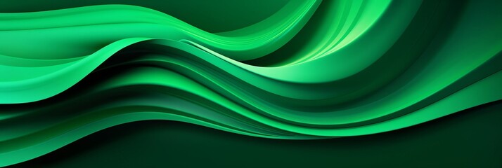Abstract green wave background banner - 694435107
