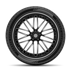Car tire radial wheel metal alloy on isolated background vector © patthana
