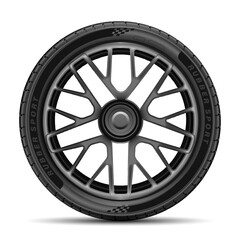 Obraz premium Car tire radial wheel metal alloy on isolated background vector