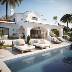 spanish villa costa del sol, finca in spain - obrazy, fototapety, plakaty