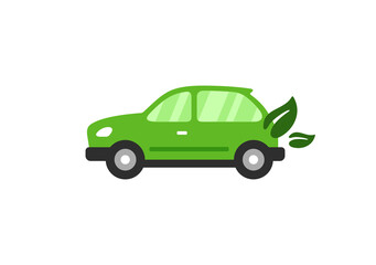 Flat eco-friendly car icon design. Vehicle icon view from side