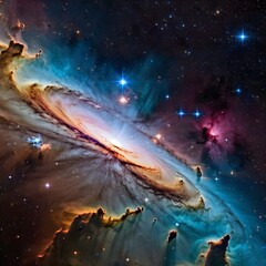 Obraz na płótnie Canvas Colorful space galaxy cloud nebula. Stary night cosmos. Universe science astronomy