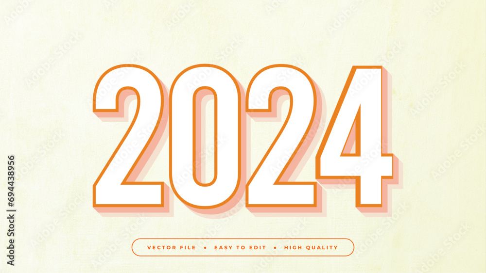 Poster White and orange 2024 3d editable text effect - font style