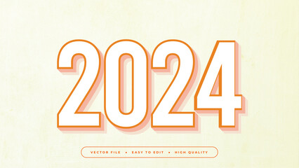 Fototapeta premium White and orange 2024 3d editable text effect - font style