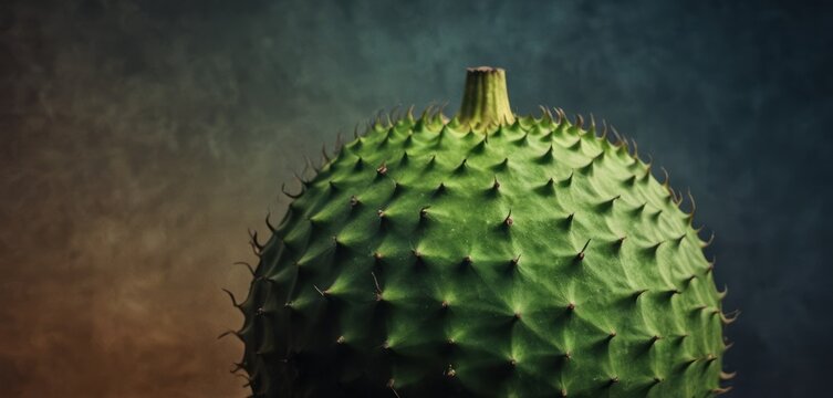  a close up of a green cactus plant on a dark background with a blurry image of the top of the plant.