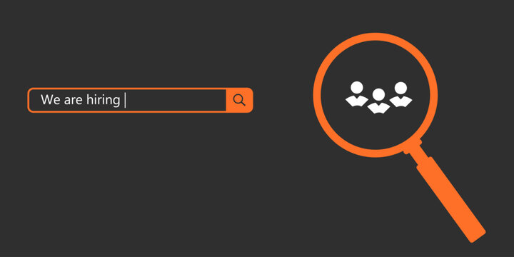 Now hiring: career employment hiring job recruitment concept poster or banner. Minimal we are hiring background, job vacancy concept.