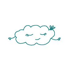 cloud with eyes and arms. The cloud is funny.