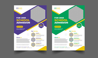 A bundle of 2 templates of a4 flyer layout design, back to school education admission flyer poster, annual report, leaflet, book cover, advertising, brochure template